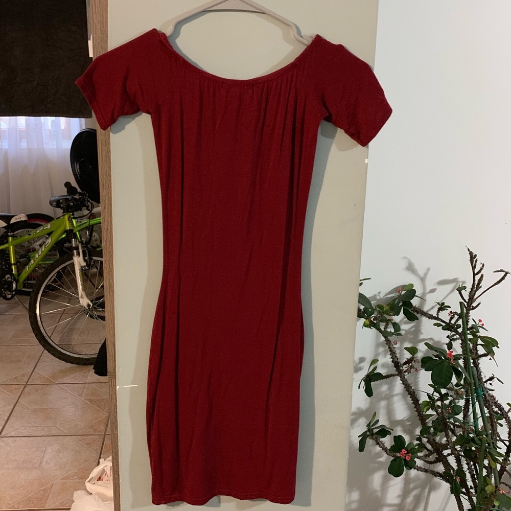 Burgundy mini dress